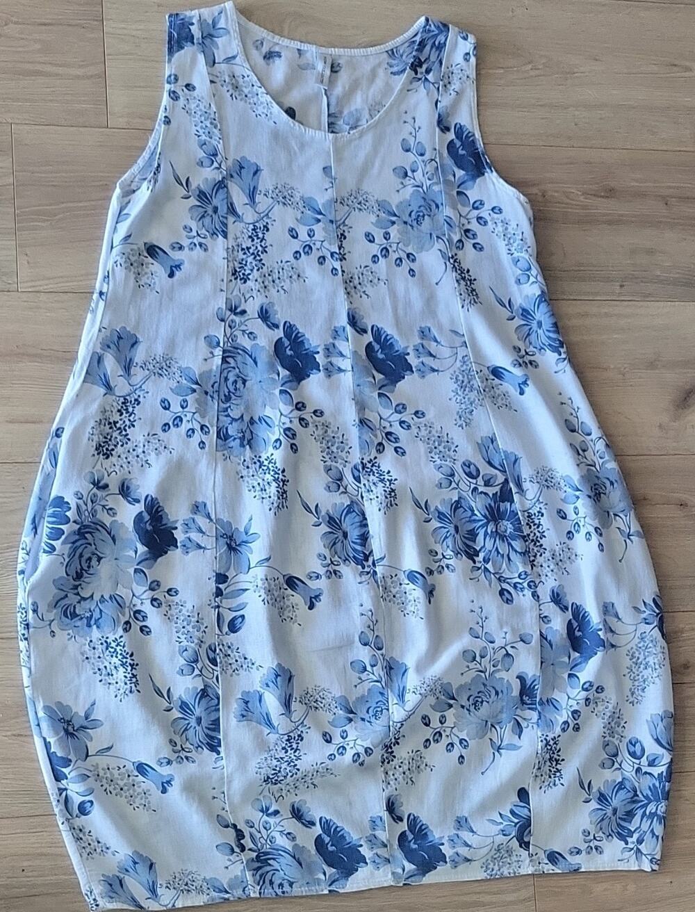 Blue Floral Midi Dress - Sleeveless Summer Dress